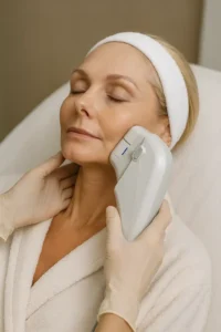 Woman receiving HIFU non surgical facelift treatment Lytham St Anne's