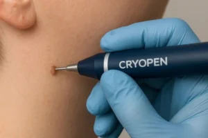 Person receiving skin tag removal Lytham St Anne's